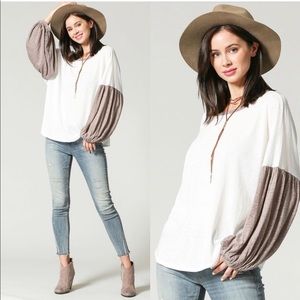 Balloon sleeve color block top